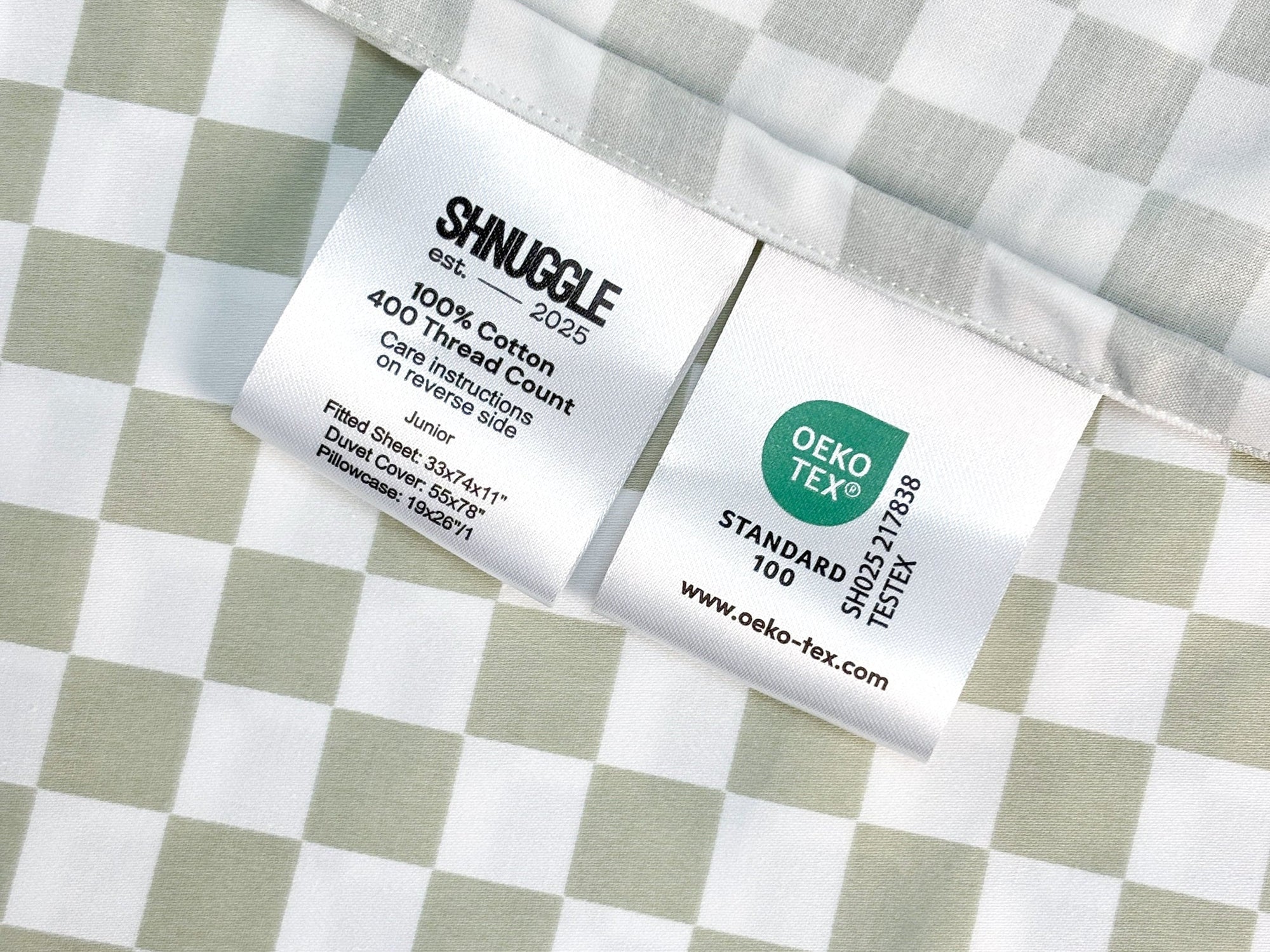 Fitted Sheet- Sage Checker