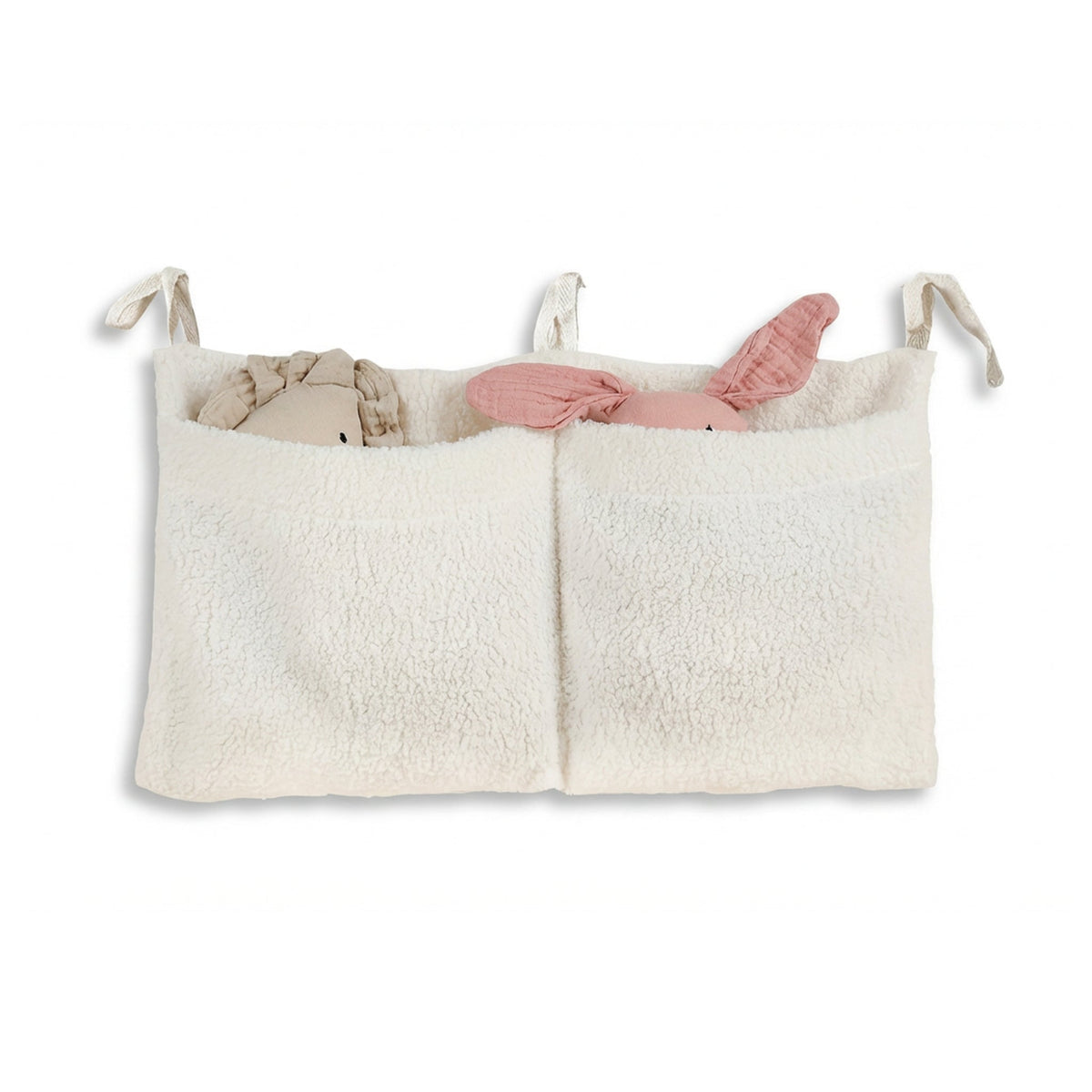 Teddy fleece double pocket plush bedside hanging storage organizer for kids