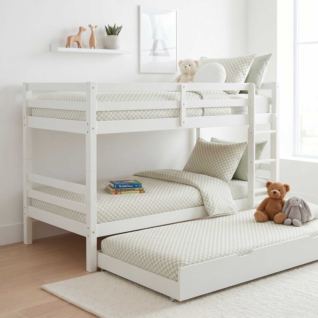 Sage Checker Bedding Set with duvet cover, fitted sheet, and pillowcase in soft 400-thread-count cotton