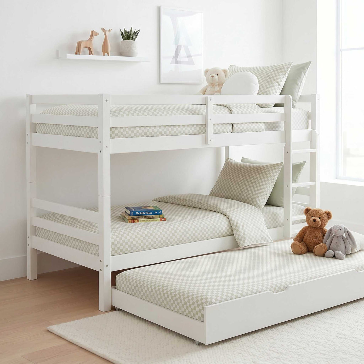 Sage Checker Bedding Set with duvet cover, fitted sheet, and pillowcase in soft 400-thread-count cotton